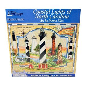 Heritage Coastal Lights of North Carolina Art Donna Elias Jigsaw Puzzle 1000 Pc